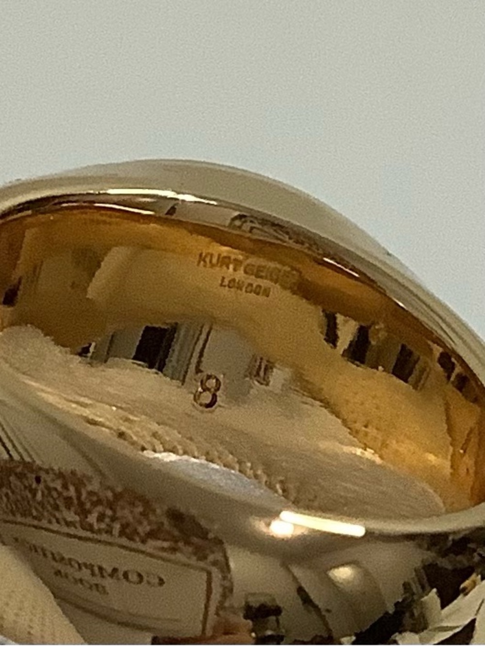 NEW Kurt Geiger London Gold tone Rainbow Multicolor Crystal Eye Ring Sz. 8 - Picture 8 of 10